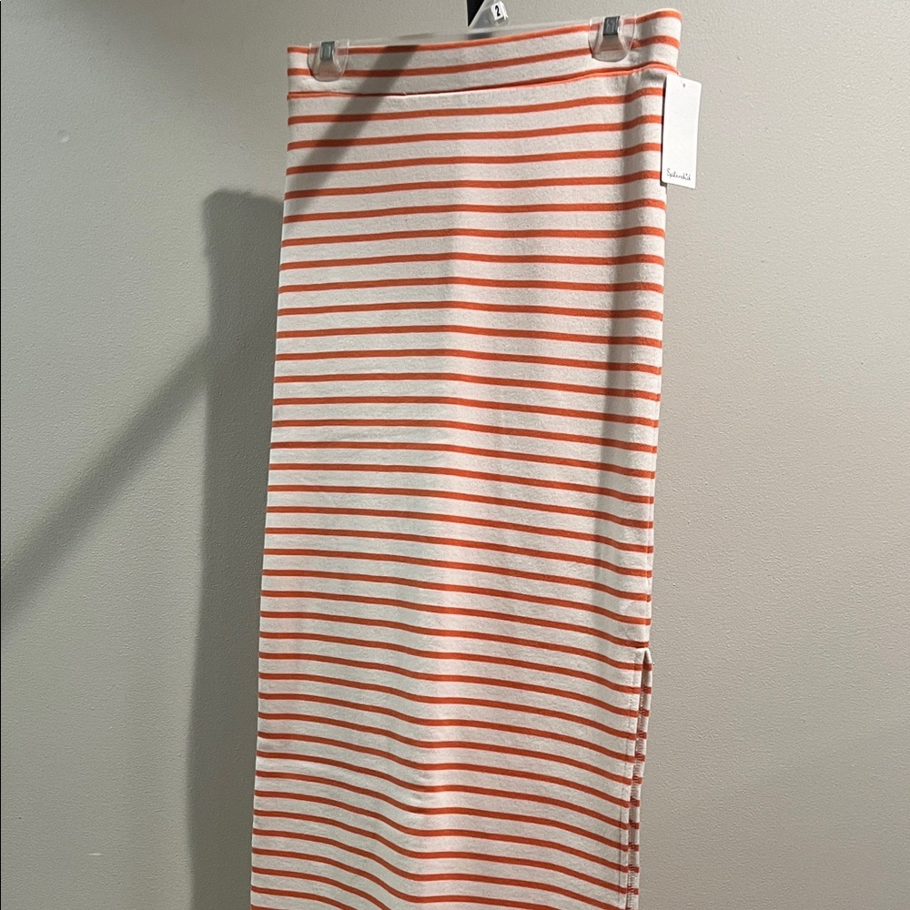 Splendid Orange and White Striped Pencil Skirt